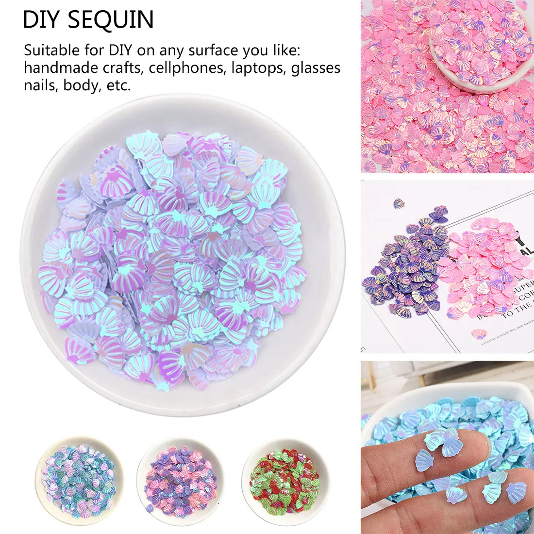 

Nail Art Sea Shell Shape Sequins Small Shell Manicure Sequins DIY Nail material for Wedding Decor
