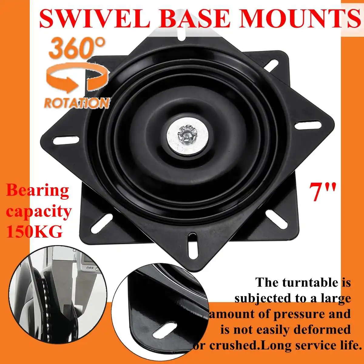 

Hot Sales 7 inch boat seat swivel plate fishing boat marine seat swivel rotation 360 degree rotation universal set