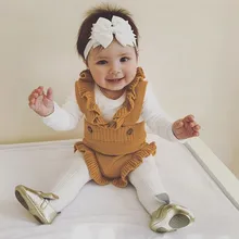 Одежда для новорожденных; одежда для фотосессии; зимний теплый вязаный свитер с оборками «кроше» для маленьких девочек; комбинезон; боди;# C