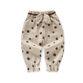 

Infant Clothing For Baby Girl Trousers Autumn Winter Toddler Polka Dot Velvet Warm Pantolons Newborn Thicken Cotton Casual Pants