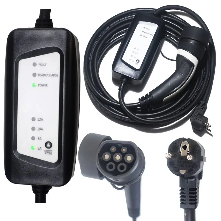 

6A To 16A Adjustable Type 2 Female Plug Mode 2 Charger Cable Home EV Charging