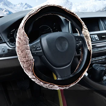 

Universal Car Interior Decoration Plush Steering Wheel Cover Set Car Wheel Cover 15 Inch Black Warm For Winter Cars Steering Whe