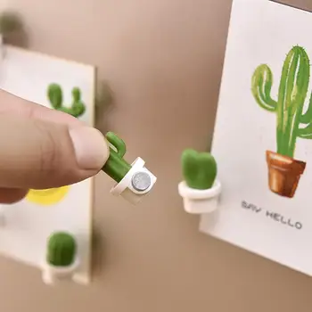 

6 creative cute green plant cactus fridge magnets magnetic buckle decoration magnet suction fixed message stickers W0F4