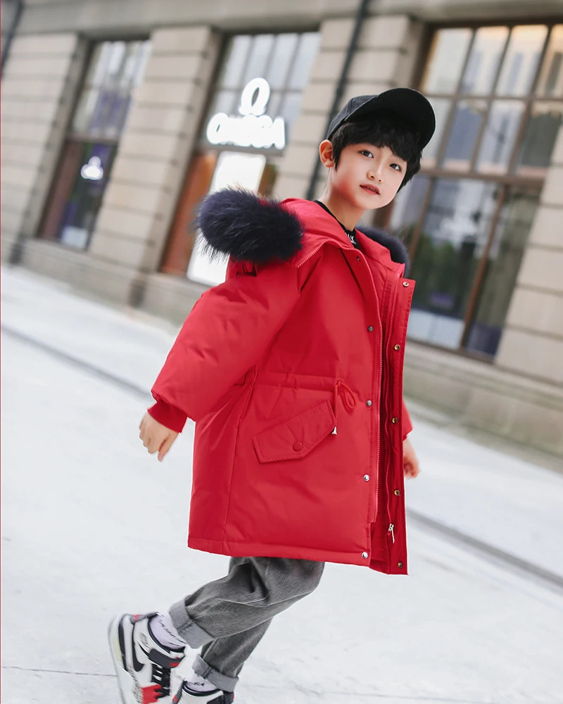 Детская пуховая куртка на утином пуху с меховой подкладкой до 30