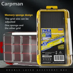 Boîte à appâts avec grille éponge à mémoire réglable, boîte à Double étage, boîte de rangement Portable pour le matériel de pêche 