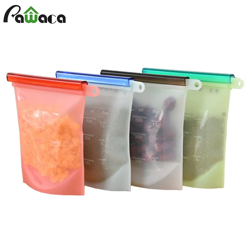 

4pcs/set Reusable Vacuum Silicone Food Bag Sealer Milk Fruit Meat Storage Bags Fridge Food Storage Containers Refrigerator Bag