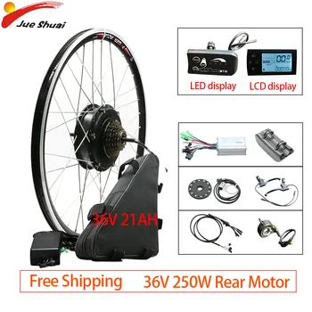 

Ebike Conversion Kit 36V250W Rear Motor Wheel 20''26''700C with 36V21Ah Lithium Battery LCD Display Electric Bicycle Kit E Bike