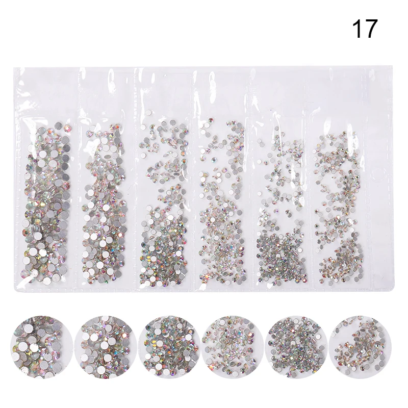 17 1700pcs Multi-size Glass 3D Rhinestones Set Nail Art Design Gems Nail Decorations Crystal Strass AB Stones Manicure Decorations - Цвет: 17