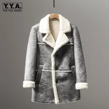 Зимнее Новое замшевое пальто для мужчин модное тонкое однобортное пальто из искусственного меха Высококачественная уличная индивидуальная теплая верхняя одежда