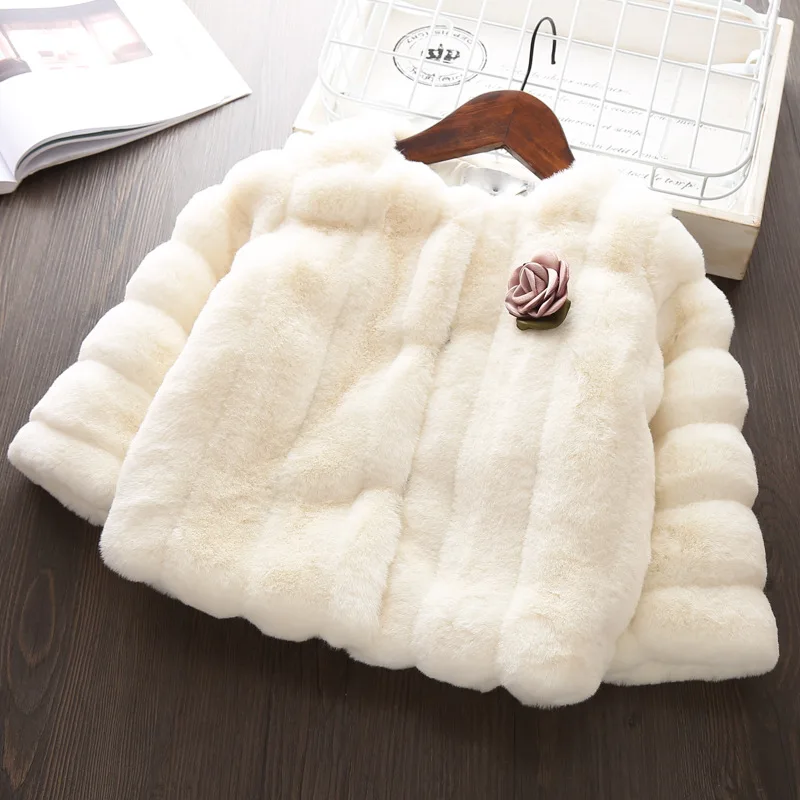 

Girls Imitation Fur Coat Short Princess Thick Korean-style 3 Sweater 2-5 GIRL'S Outdoor 0-1 Children Wool Padded