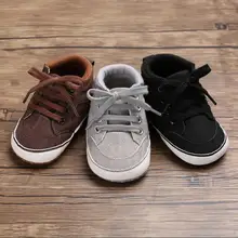 Милые детские малыши мальчики от 0 до 18 месяцев; обувь для младенцев; мягкая подошва; обувь для самых маленьких кроссовки; модные мягкие дышащие Нескользящие повседневные туфли на шнуровке
