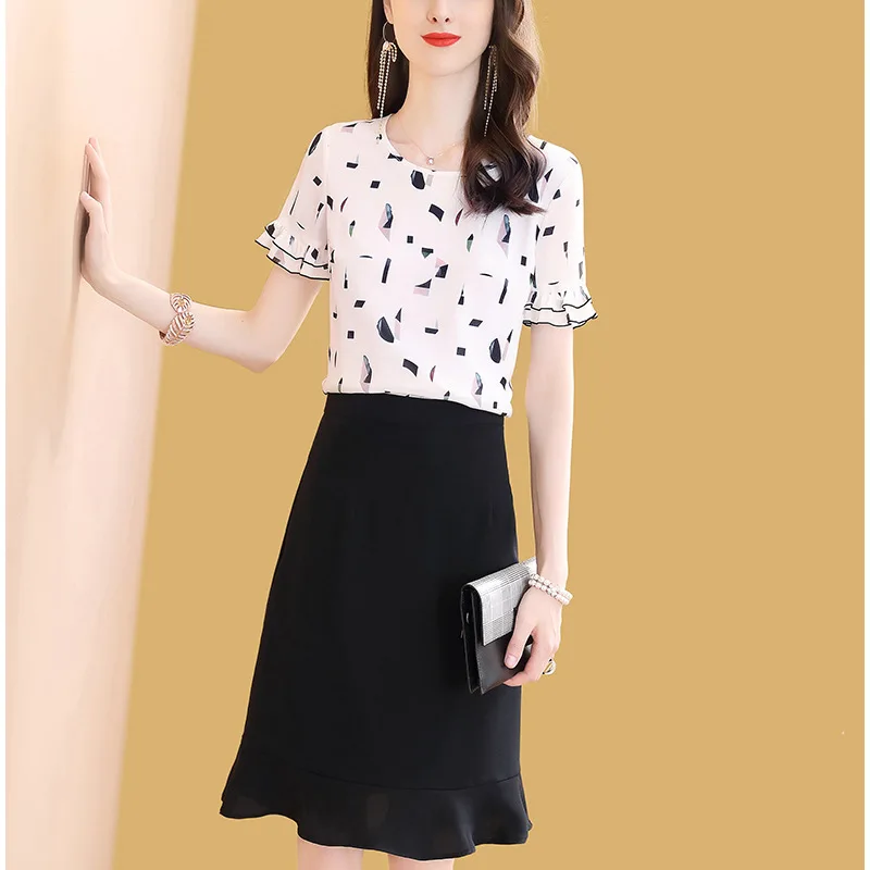 

Western Style Mulberry Silk Real Silk Dress Outfit Women's Summer 2019 New Style Goddess-Style Two-Piece Women's Elegant Ozhouzh