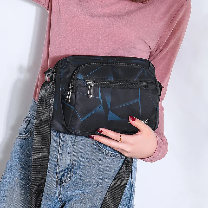 

2019 New Style Korean-style Casual WOMEN'S Cross-body Bag Nylon Waterproof Geometric Graph Lettered Shoulder Bag