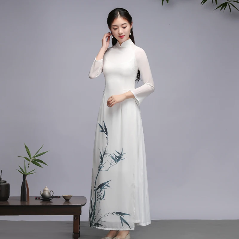 Вьетнамское платье аодай в китайском стиле ретро Феи Ципао Aodai Cheongsam женская