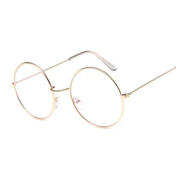 Unisex Round Gold Frame Glasses with Anti Blue Light Clear Lenses (Gold)