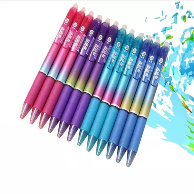 

1pcs New Erasable Gel Pen Creative Rainbow color 0.5mm Bullet Tip Blue Ink Pen for Students Gift School Office Supply Stationery