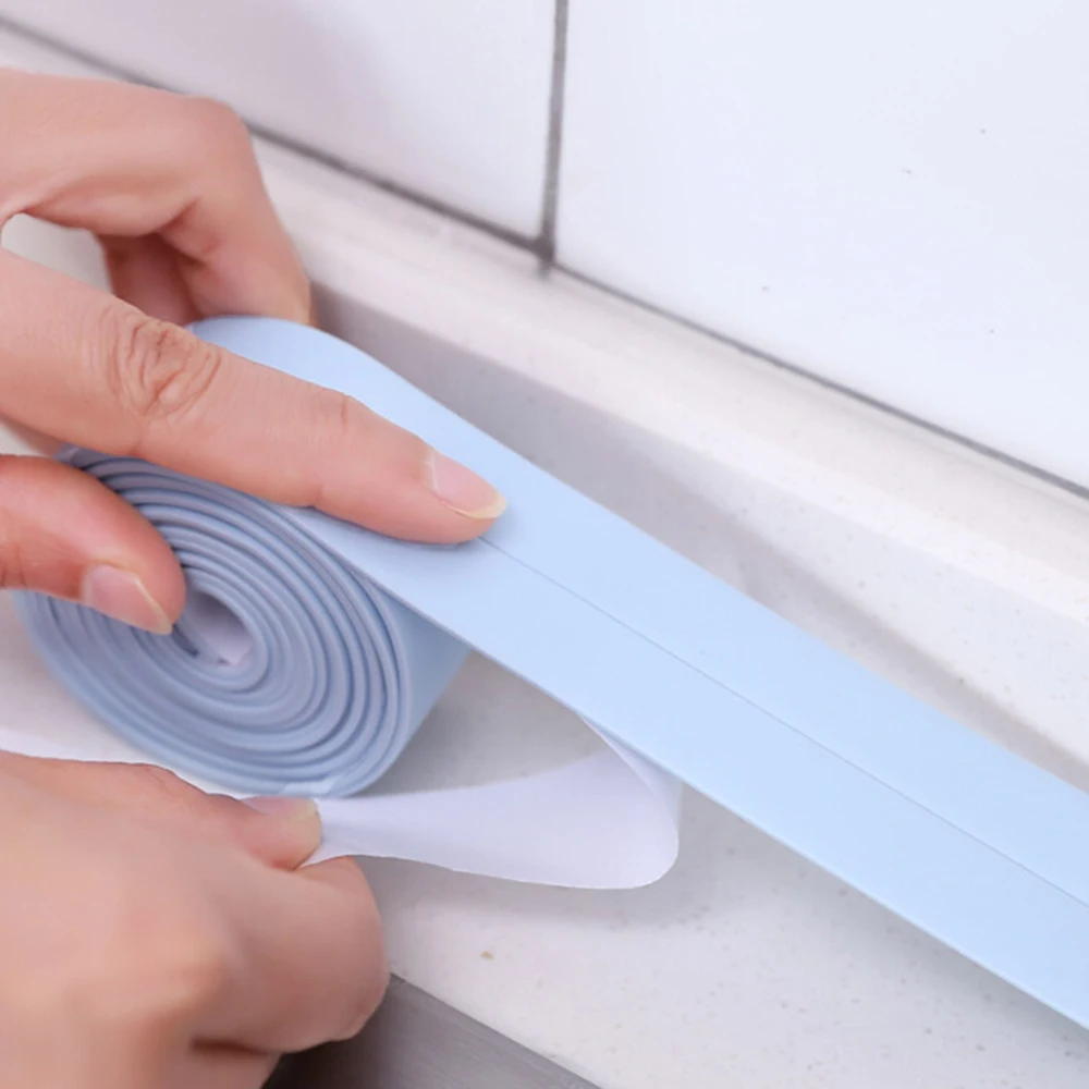 1 Roll Kitchen Bath Wall PVC Sealing Strip Self Adhesive Sink Edge Tape Mildew Resistant Waterproof 2.2cm*3.2m White