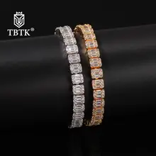 TBTK 8,5 мм красивый золотой льдом багет кластер браслет квадратный Цирконий хип-хоп Унисекс Роскошные ювелирные изделия Модные подарки