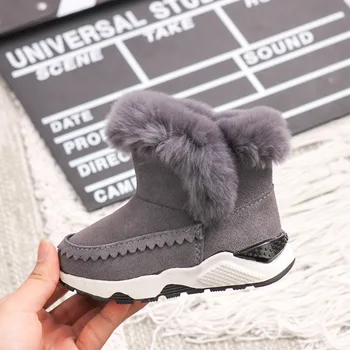 

Winter Kids Snow Boots Plush Warm Boys Ankle Boots Solid Color Children Girls Cotton Shoes Non-slip Student Infant Boots SMM035