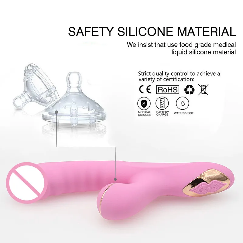 silicone Rabbit Sucking vibrator G-Spot Stimulator waterproof heating vibration vagina massage stick female adult sex toys 5