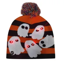 Вечерние вязаные шапки для Хэллоуина, цветная тыква на Хэллоуин, светодиодный свет, вязаная шапка, шапочка для волос, теплая шапка, подарки, эластичная тыква, шапка