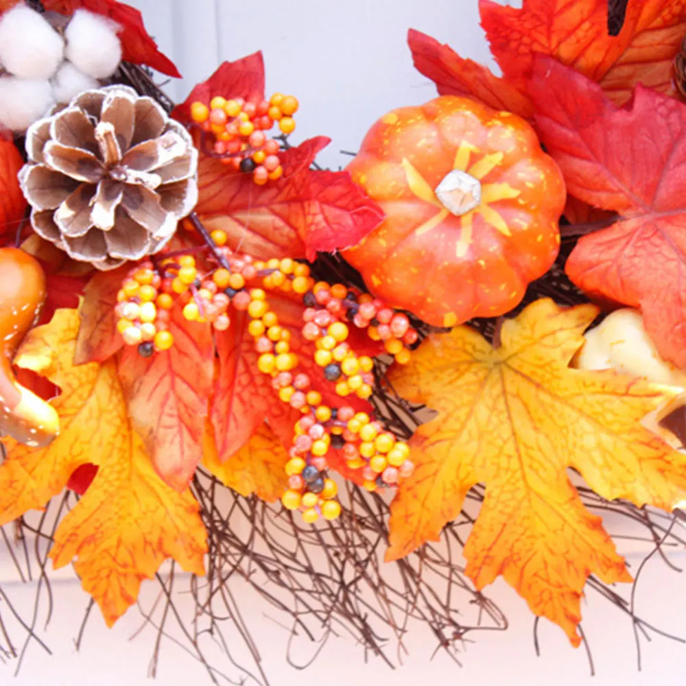 Pumkin кленовый лист бант Рождественская Гирлянда Венок осенний дом окно торговый центр, отель украшение кулон Рождественский венок висячие украшения