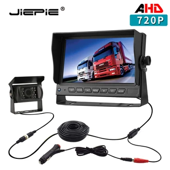 

JIEPIE Vehicle AHD 720P Backup Camera System with 7” Monitor +AHD Rear View Camera kit for Truck Bus Parking Rearview System