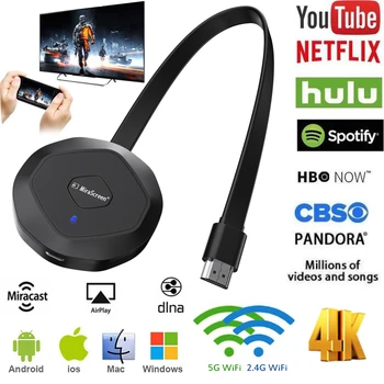 

Mirror Screen 4K Anycast Miracast AirPlay Wireless HDMI TV Stick 5G Wifi Display Receiver Dongle Stream Cast for netflix Youtube