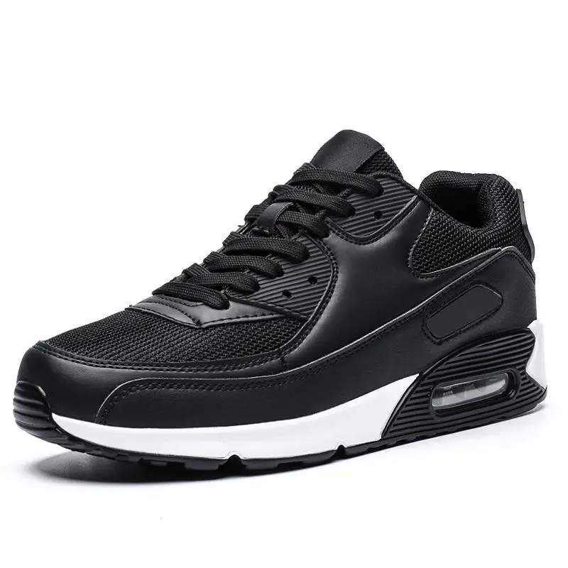 Спортивная обувь для мужчин; сетчатые дышащие кроссовки; пара обуви на воздушной подушке; спортивная обувь на шнуровке; мужские кроссовки; модная спортивная обувь - Цвет: black white