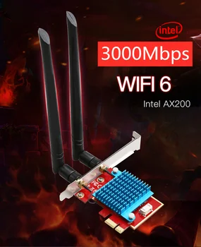 

3000Mbps Wifi 6 Adapter AX200 Wifi Antenna Dual Band 2.4G 5Ghz Wifi Network Card Bluetooth 5.0 PCIE 802.11ax ac Wi fi For Gaming