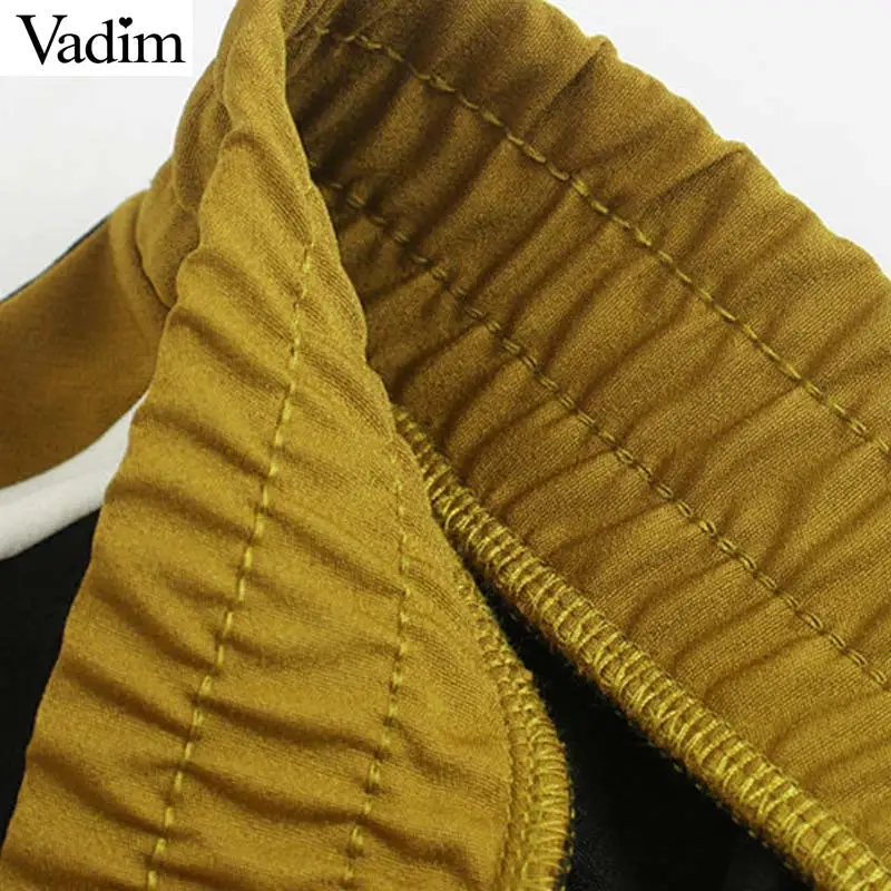 Женское элегантное платье vadim Боковые Полосатые брюки эластичный пояс, карманы в стиле пэчворк женские повседневные Модные брюки pantalones KB080