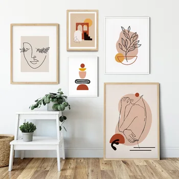 

Abstract Line Figures Face Color Blocks Nordic Posters And Prints Wall Art Canvas Painting Wall Pictures For Living Room Decor