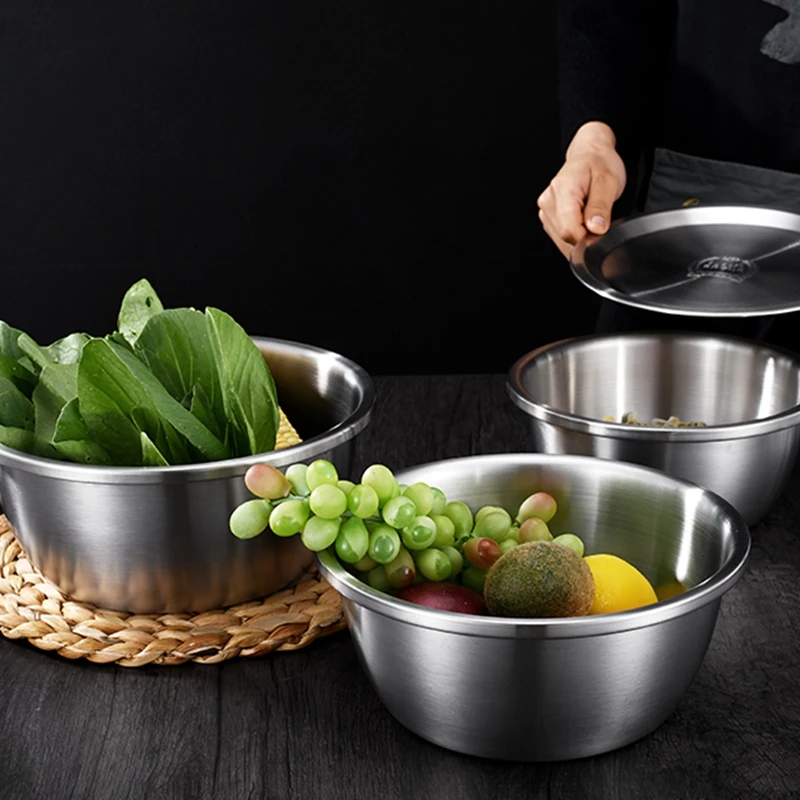 32cm Large Capacity 304 Stainless Steel Mixing Bowl For Kitchen Restaurant  Dinner Soup Salad Bowl Food Vegetable Container - Bowls - AliExpress