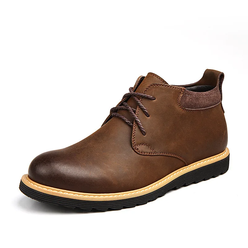 

2019 Martin Boots MEN'S SHOES Winter plus Velvet Warm Leather Boot Mid-top Short Boots Snow Boots Cotton-padded Shoes SPORT Shoe