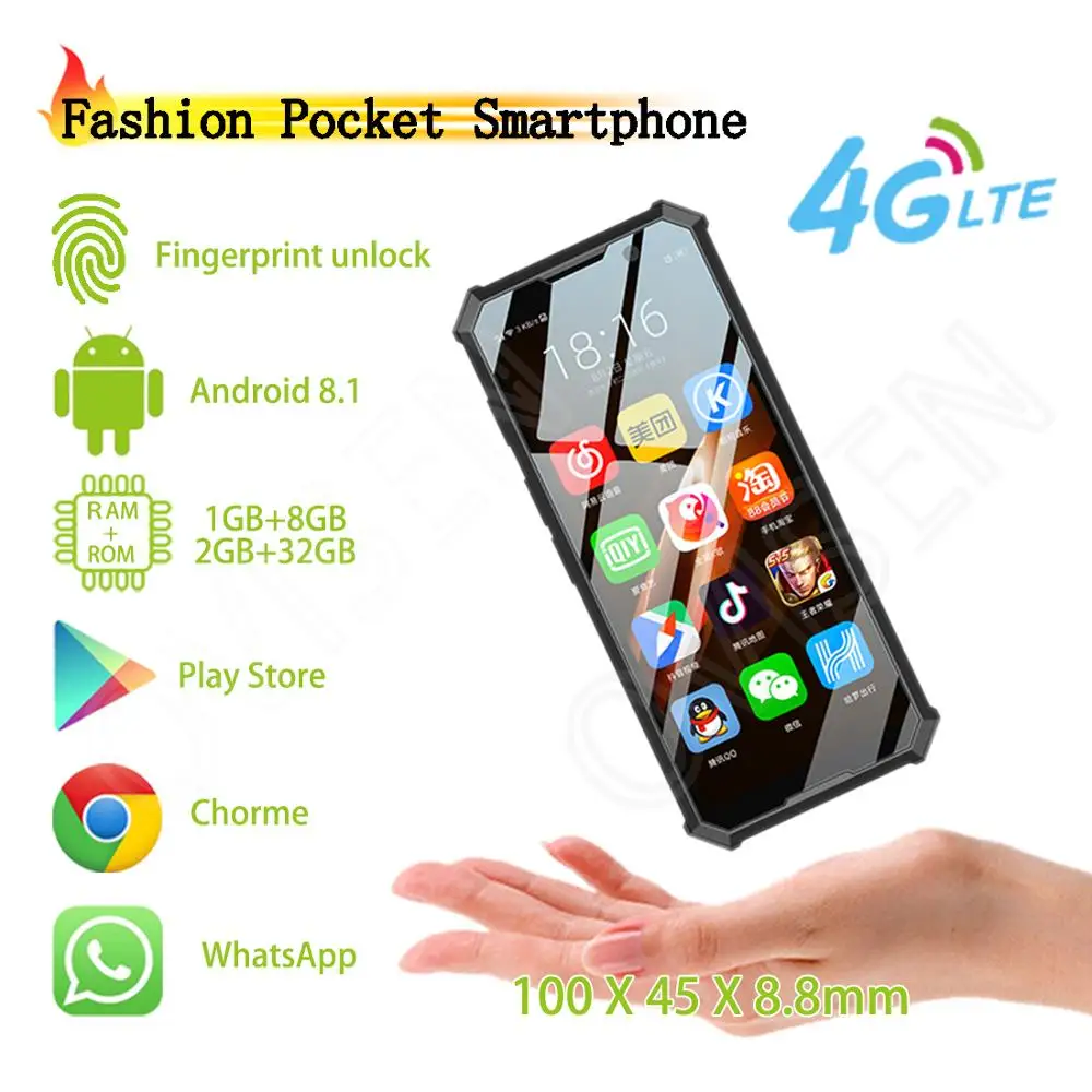 Melrose 2019END Карманный 4G LTE Android смартфон gps 3,5 ''распознавание лица резервный мобильный телефон боковой разблокировка отпечатков пальцев