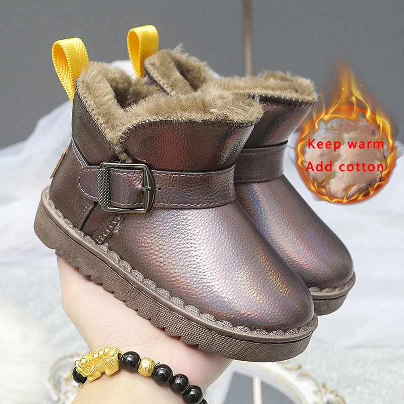 Newest Winter Plush Thick Warm Snow Boots Shoes Anti Slip water proof Kids Children Fashion Shoes