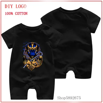 

Egyptian pharaoh Thanos-Tut print cute 100% Pure Cotton Baby Short Sleeved cartoon Jumpsuit Boutique Clothes For Baby Clothings