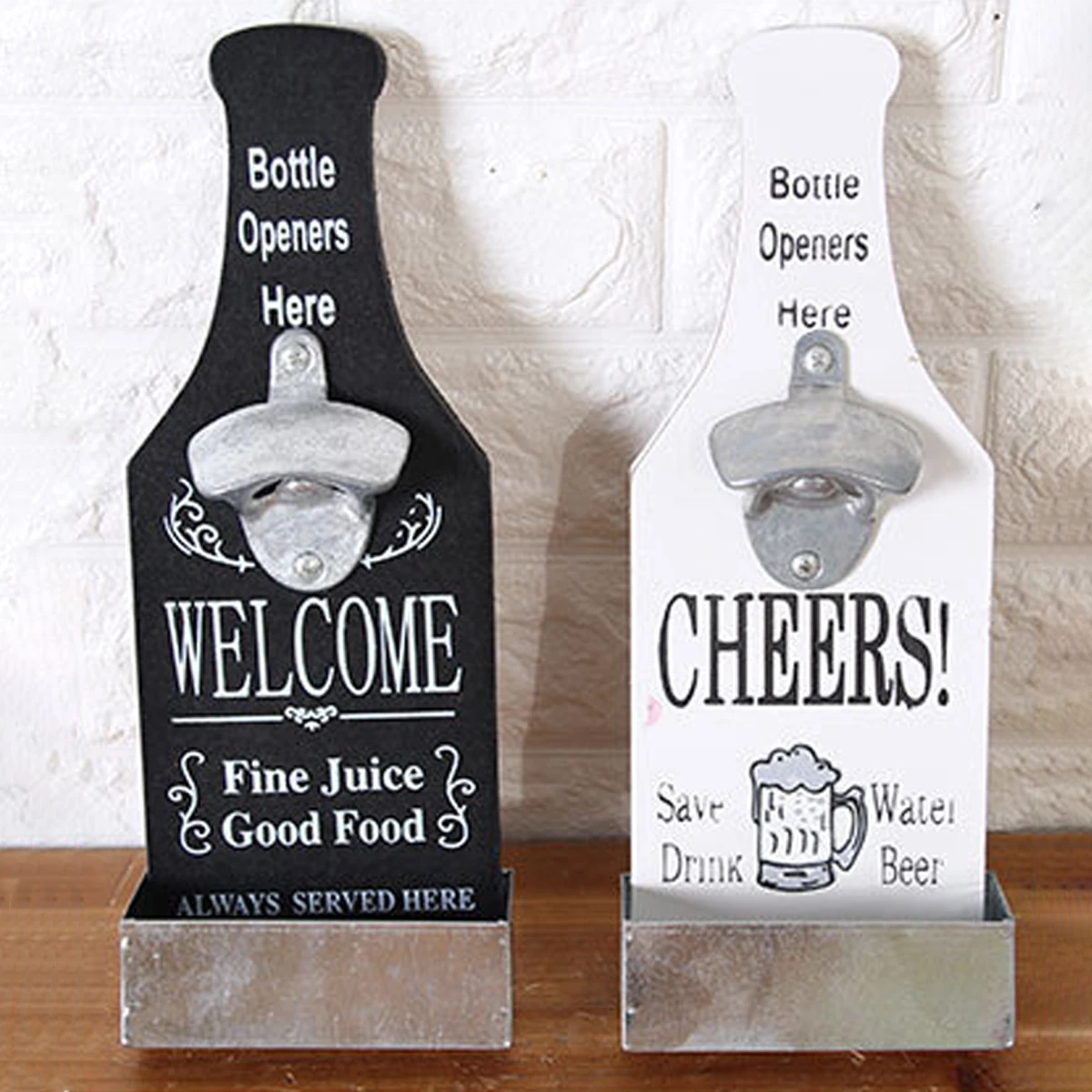 Wall Mounted Stand Up Bottle Opener & Cork Catcher Bar Beer Openers