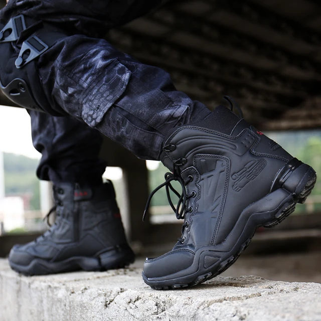 anfibi militari uomo Stivali militari uomo combattimento stivali tattici in  pelle Army Swat uomo Special Force scarpe da trekking uomo inverno Mountain  caviglia misura grande scarpe trekking uomo - AliExpress