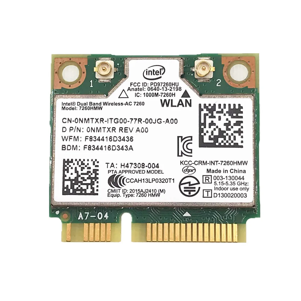 Najtaniej 876M dwuzakresowy 2.4 + 5G Bluetooth V4.0 Wifi bezprzewodowy Mini PCI expresscard dla Intel 7260 AC 7260HMW 7265 IT 7265HMW 8260