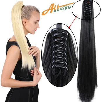 

XUANGUANG Long Straight Ponytail Claw Ponytail Synthetic Heat Resistant Clip In Hair Extensions 24 Inches