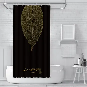 

Custom Transparent leaves Waterproof Shower Bath Curtain Printed Bathroom Decor Various Sizes#2020-05-30-2