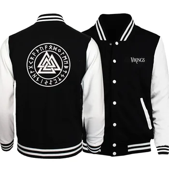 

Odin Vikings Mens Baseball Jackets Coats Stand Collar Long Sleeve Streetwear Jackets 2020 Man Brand High Quality Streetwear Coat