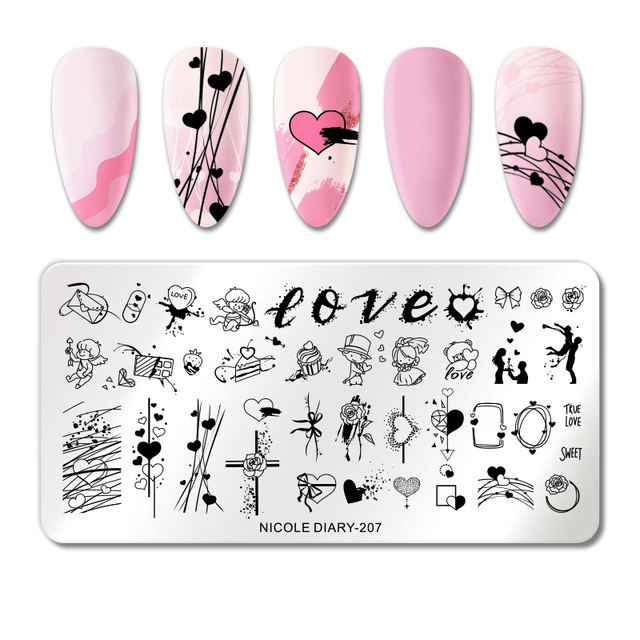 DIARY Line Flower Nail Stamping Plates Chinese Style Letter Pattern Nail Art Stamp Templates Face Leaf Printing Stencil