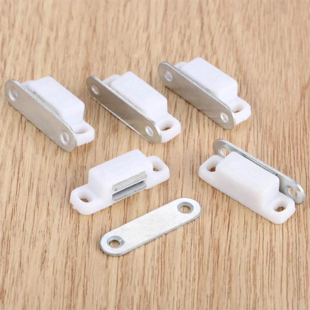 20x Small Magnetic Door Catches Brown Wardrobe Cabinet Latch Catch Plastic Metal 