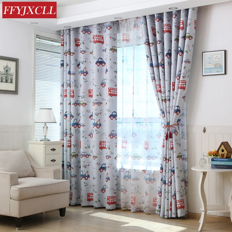 Cortinas tul personalizadas para habitación de niños, diseño minimalista y moderno, con dibujos animados, para dormitorio de y coches| Cortinas| -