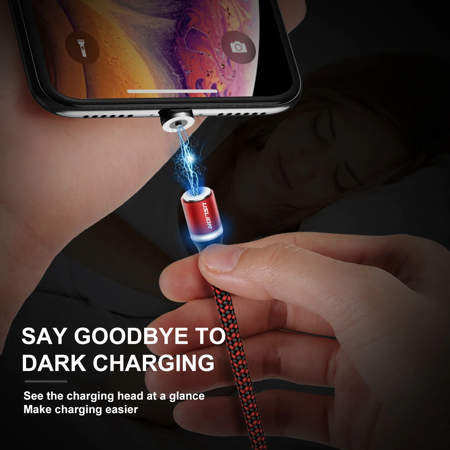 Магнитный USB кабель USLION для быстрой зарядки iPhone 11 Type C Samsung Micro Xiaomi 2 м|Кабели