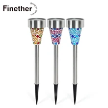 3 шт., уличный солнечный светильник, мозаичный светодиодный светильник из нержавеющей стали для садовой лужайки, аварийный портативный светильник, современный садовый декор, освещение