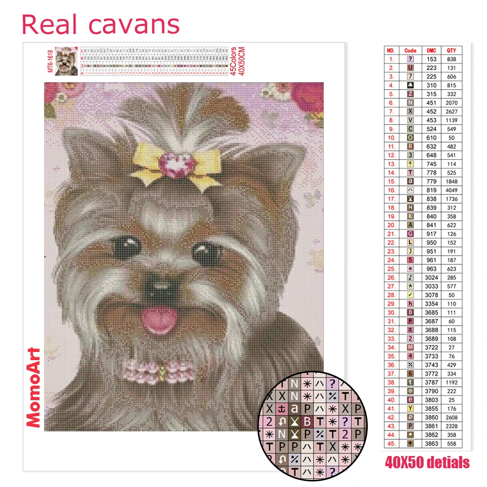 MomoArt Full Square Diamond Painting Dog Animal Art Diamond Mosaic Yorkshire Embroidery Picture Of Rhinestones Home Decor