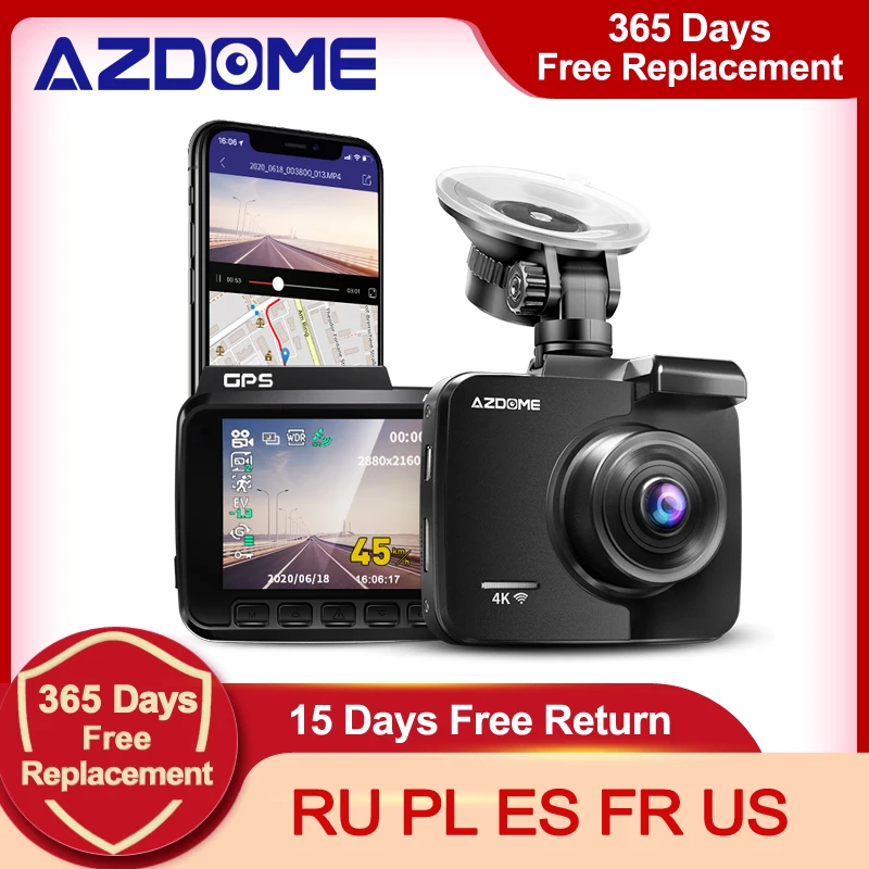 US $51.30 Azdome Gs63h Dash Cam Dual Lens 4k Uhd Recording Car Camera